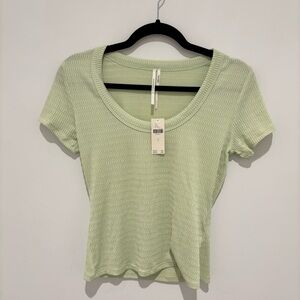 Anthropologie Mint Green Textured Short Sleeve Top